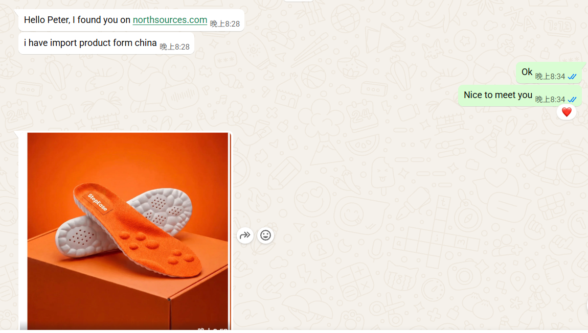 国外客户通过 WhatsApp 发来的询盘截图